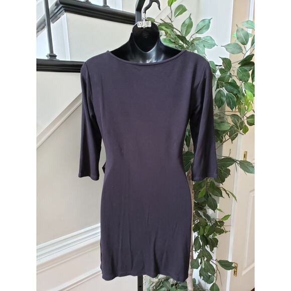 41 Hawthorn Knee Length Dress Womens Small Black Solid Asymmetrical Round Neck - Picture 5 of 11